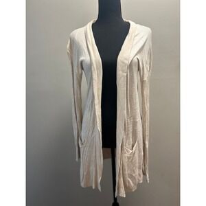 Womens Open Front Cardigan Lightweight Knit Duster with Pockets Tan Beige